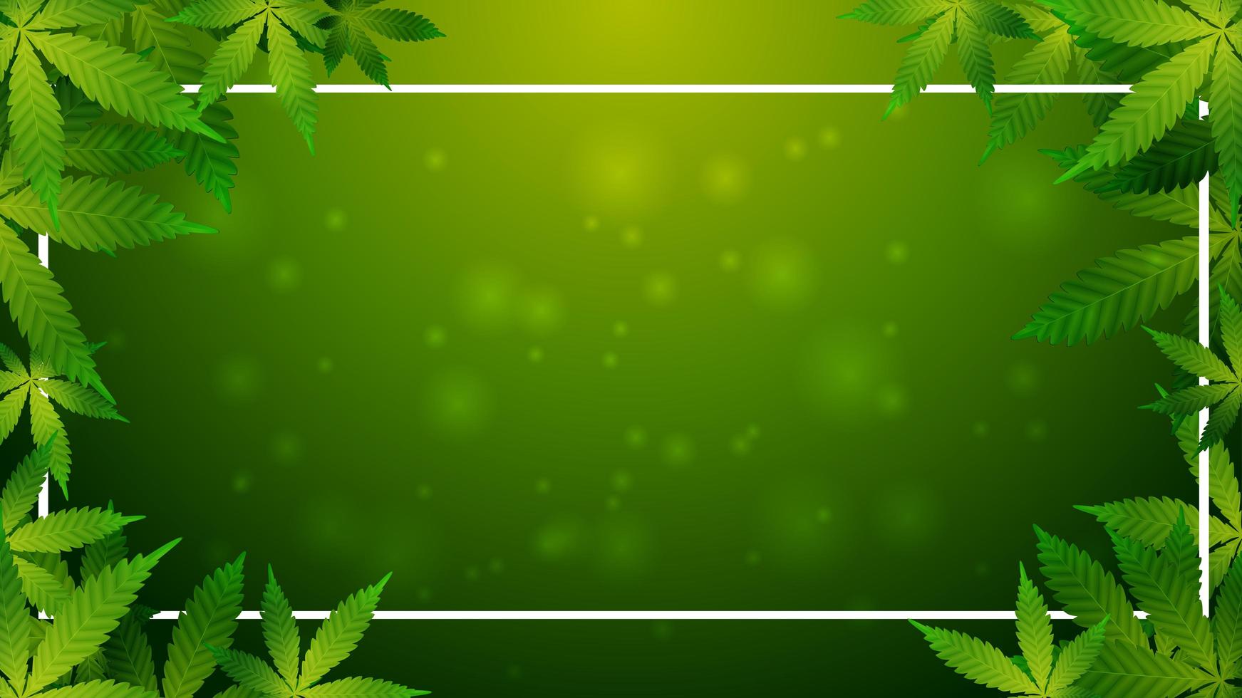 Green template with a frame of cannabis leaves vector