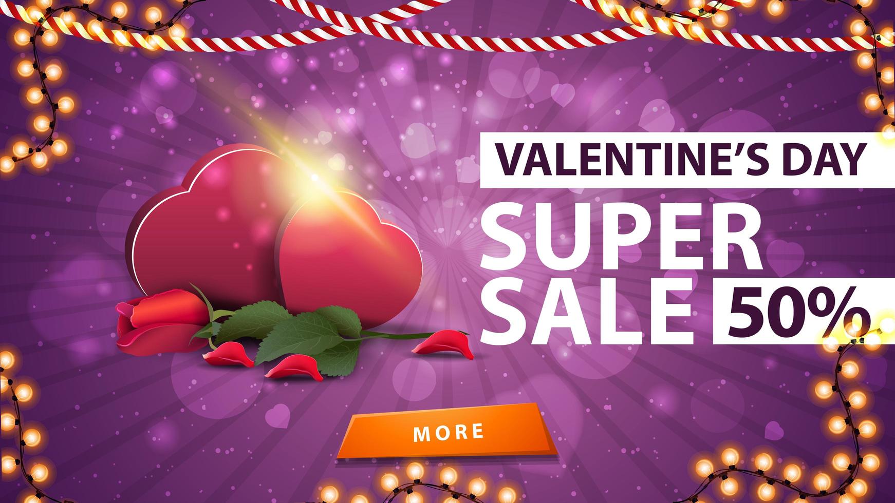 venta de san valentín, hasta 50 de descuento en banner vector