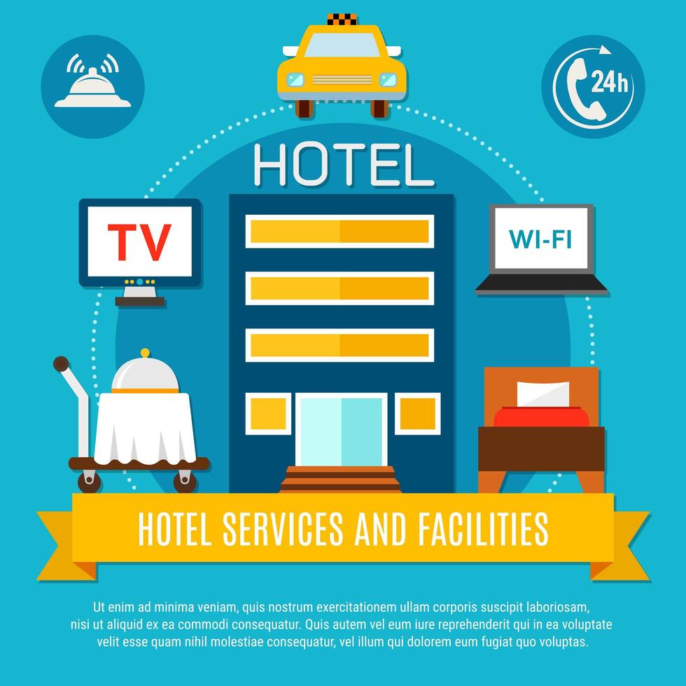 Hotel Services And Facilities Banner vector