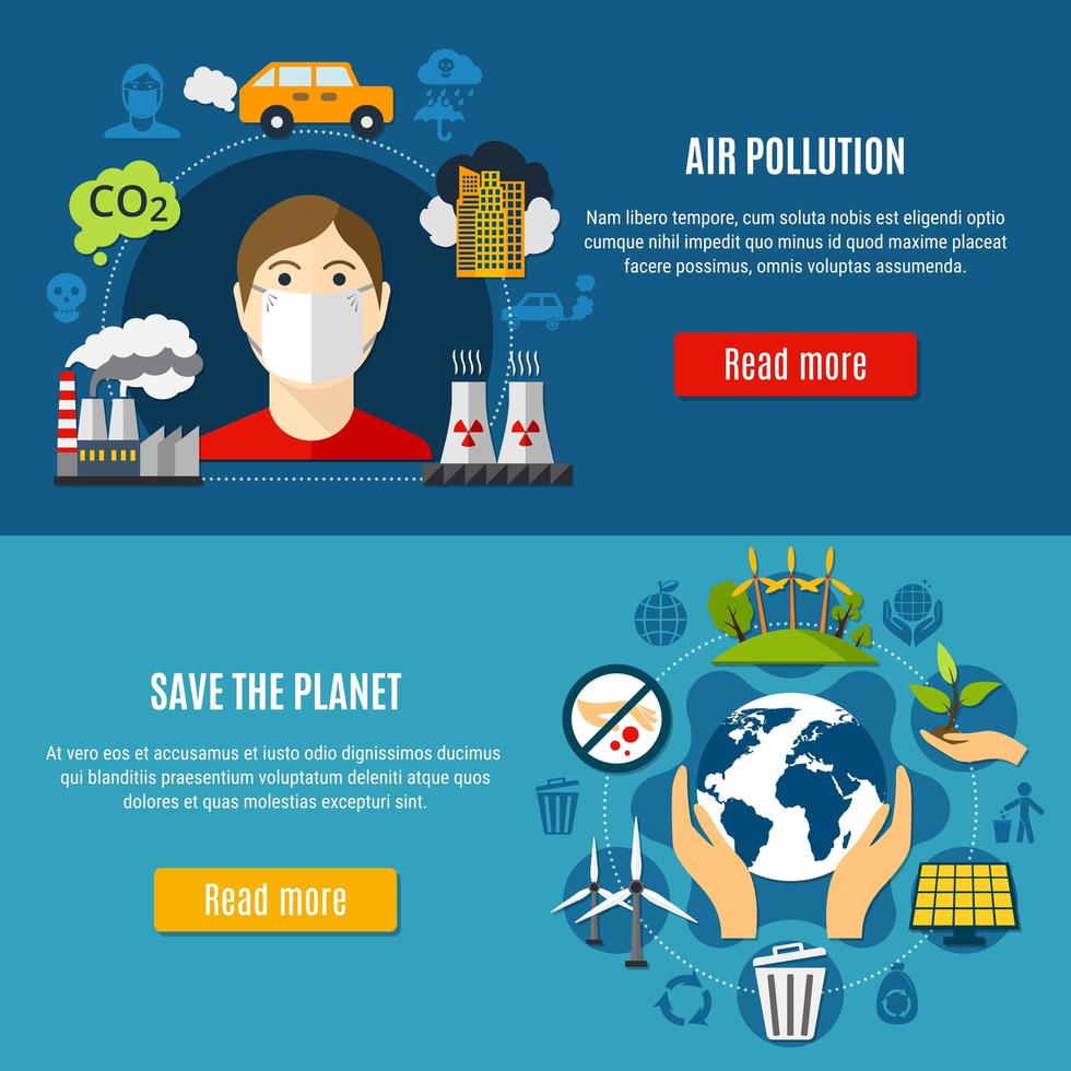Pollution Banner Set vector