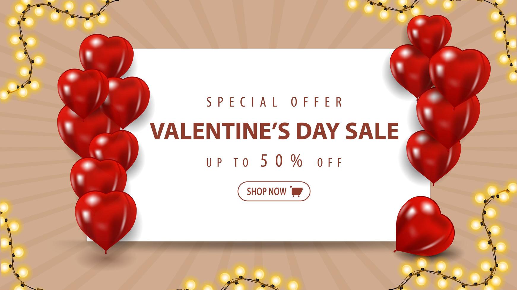 Valentine's sale, up to 50 off banner vector