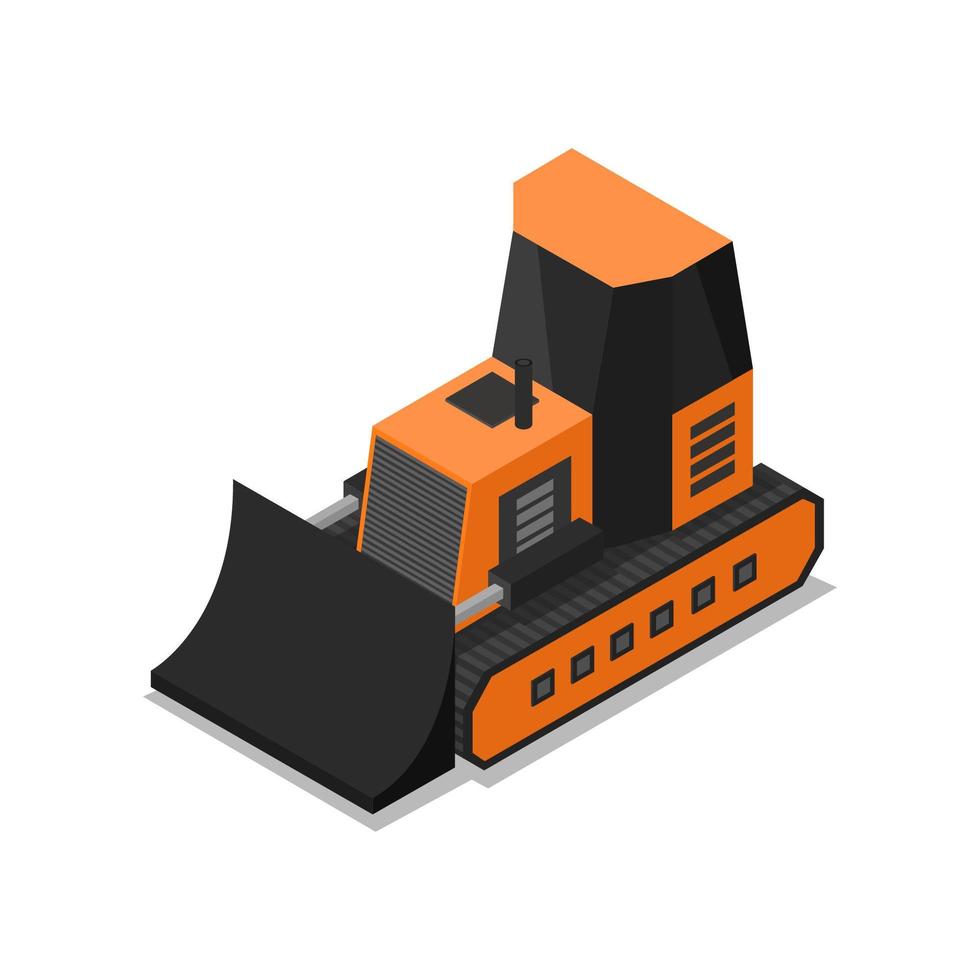 Isometric excavator on white vector