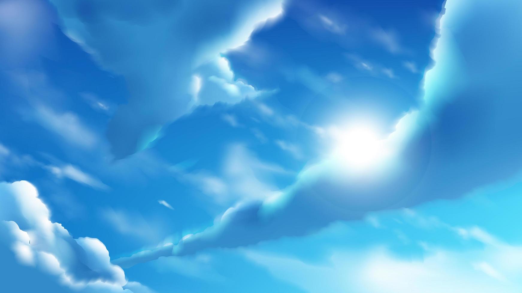 nubes de anime en el cielo azul brillante vector