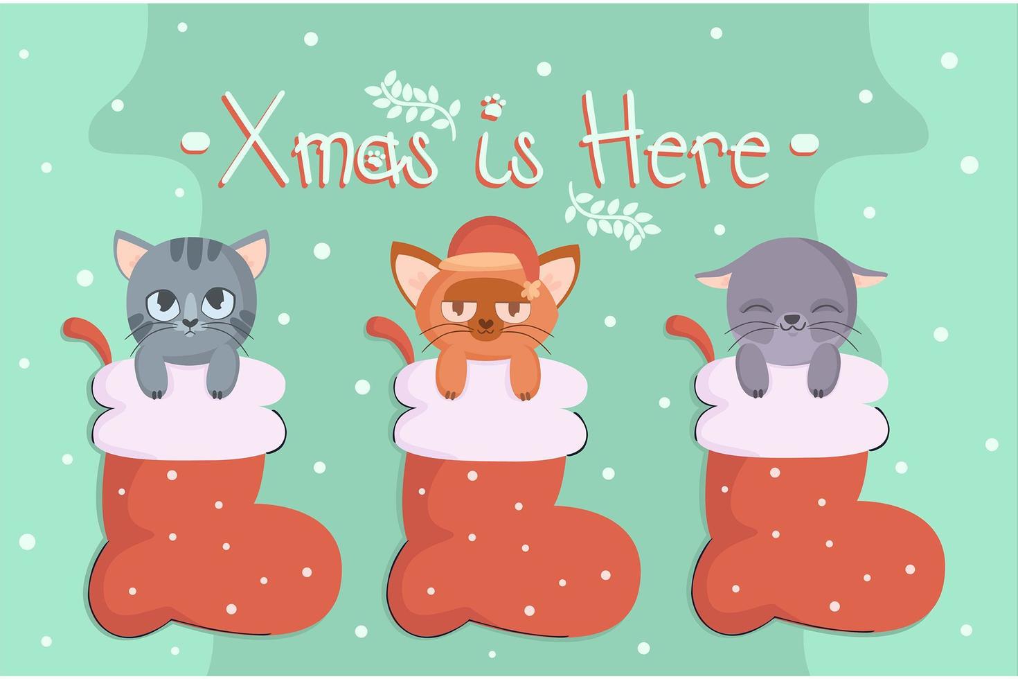 gatos de navidad en media vector