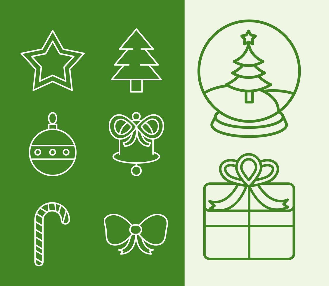 Christmas line icon set vector