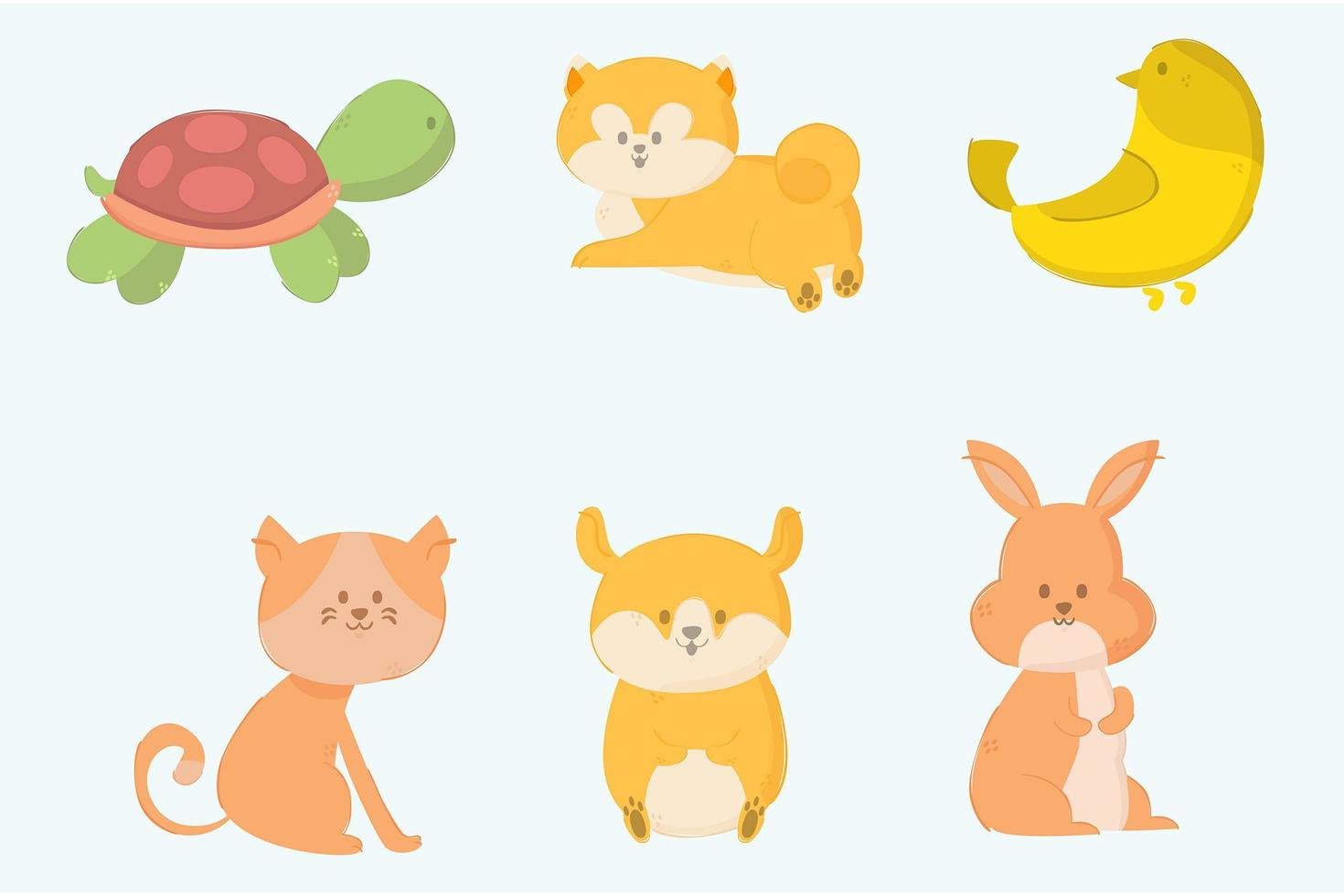 paquete de mascotas de dibujos animados vector