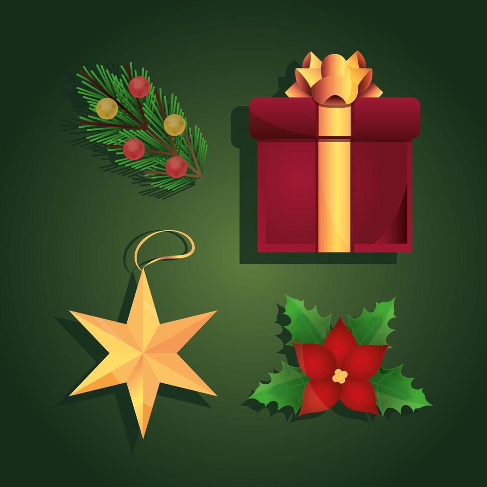 conjunto de iconos detallados de navidad vector