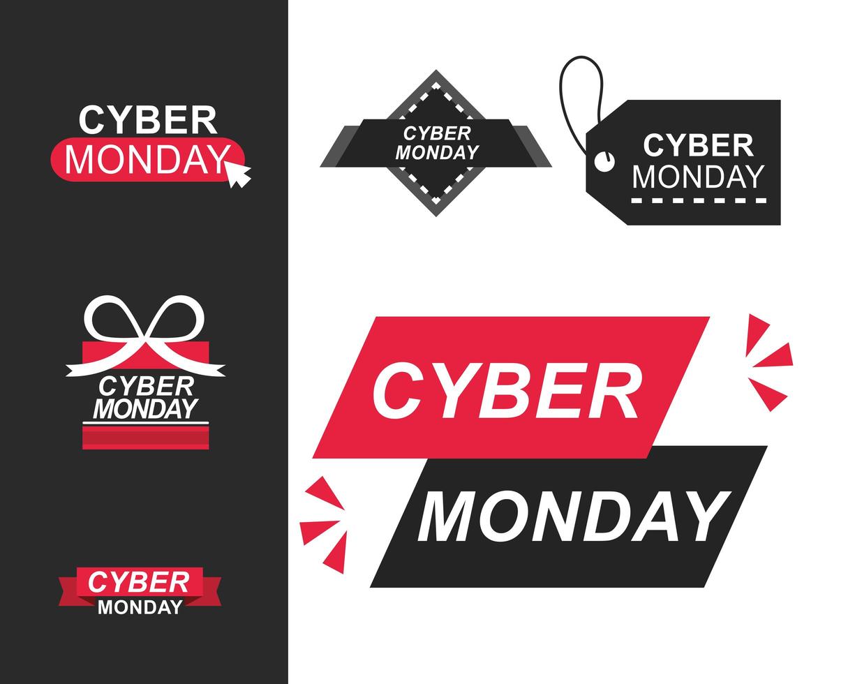 Cyber Monday sale icon set vector