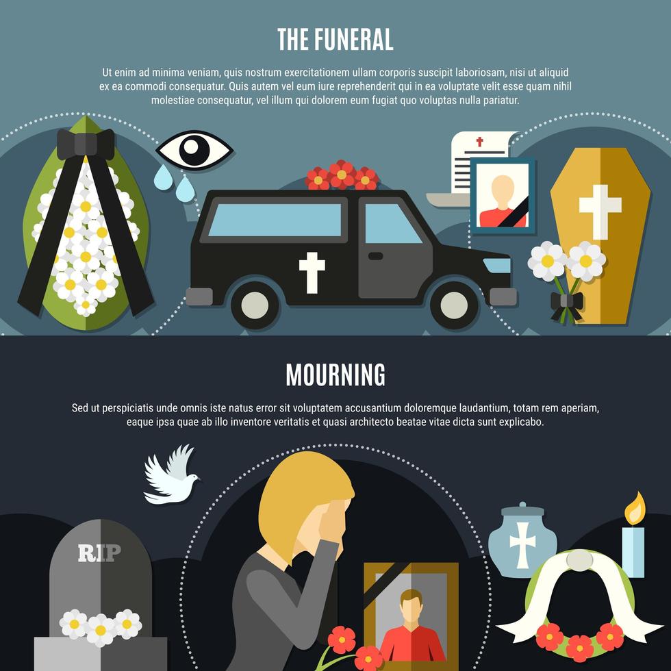 Funeral And Mourning Template Banner Set vector