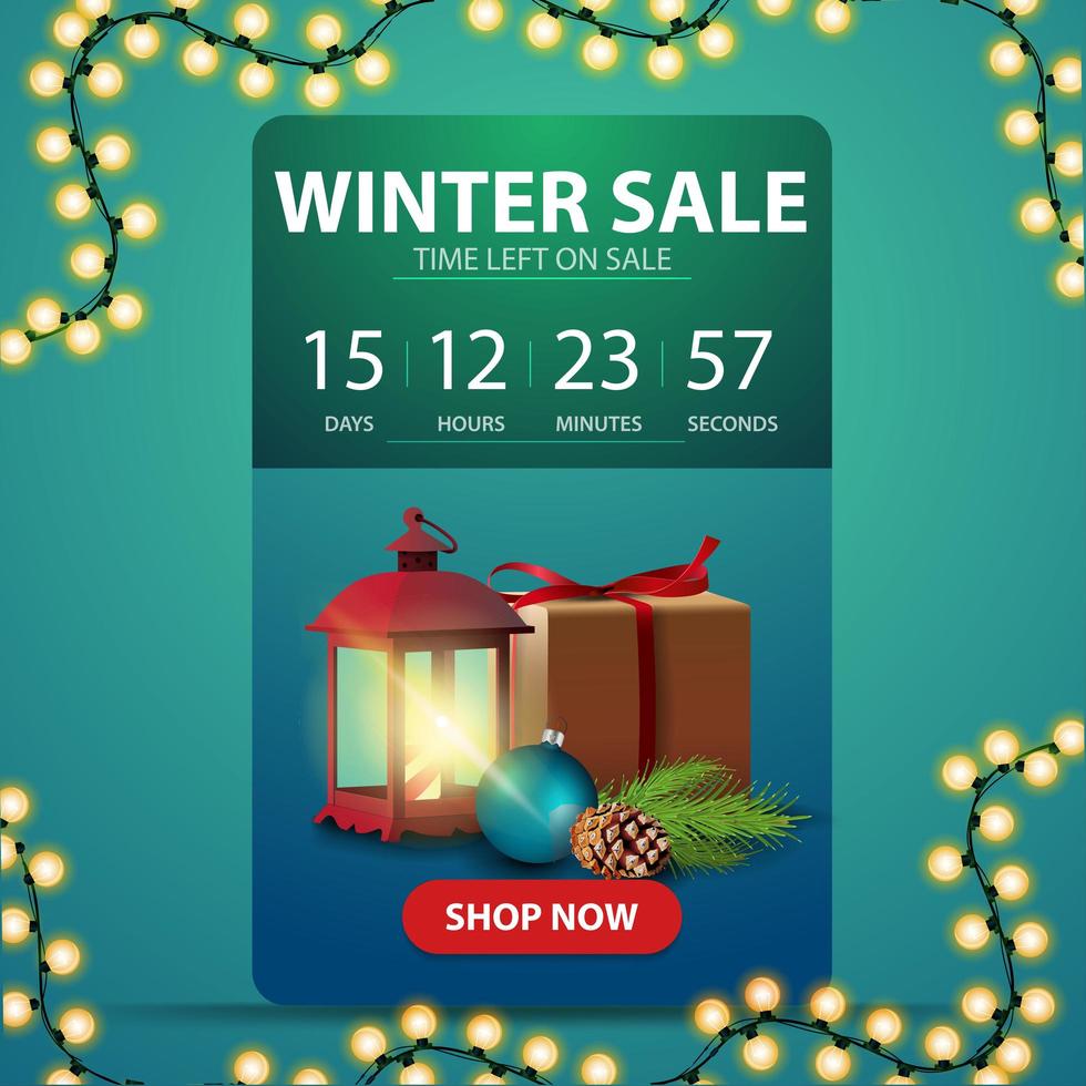 Winter sale, web banner with countdown timer vector