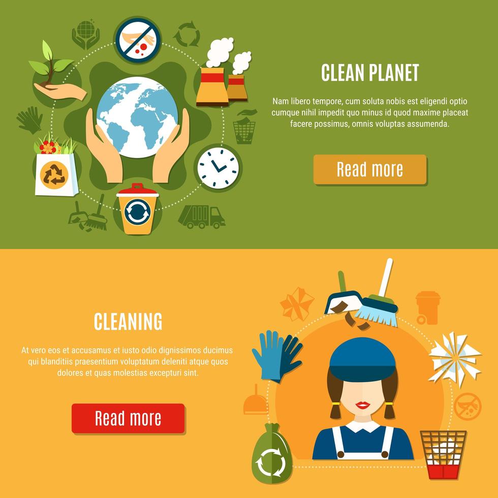 Green Planet Cleaning Template Banner Collection vector