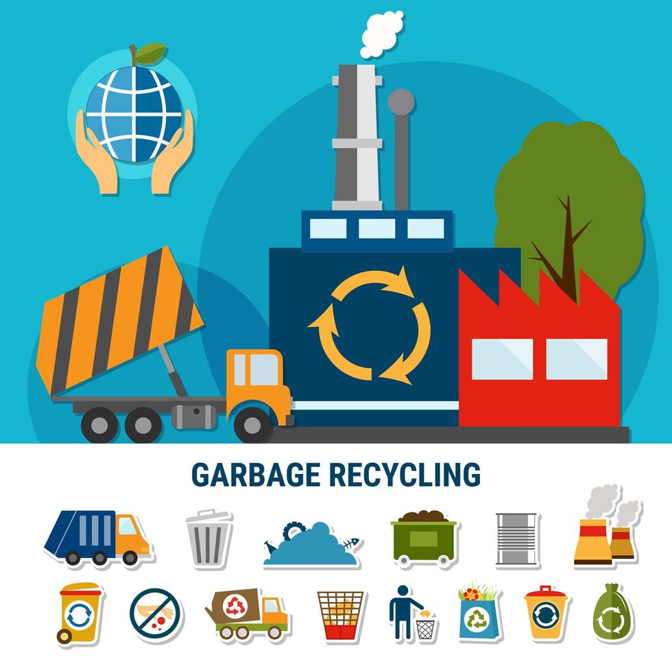 Garbage Disposal Icon Set vector