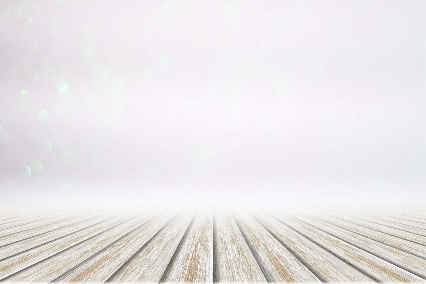 White wood floor on bokeh background photo