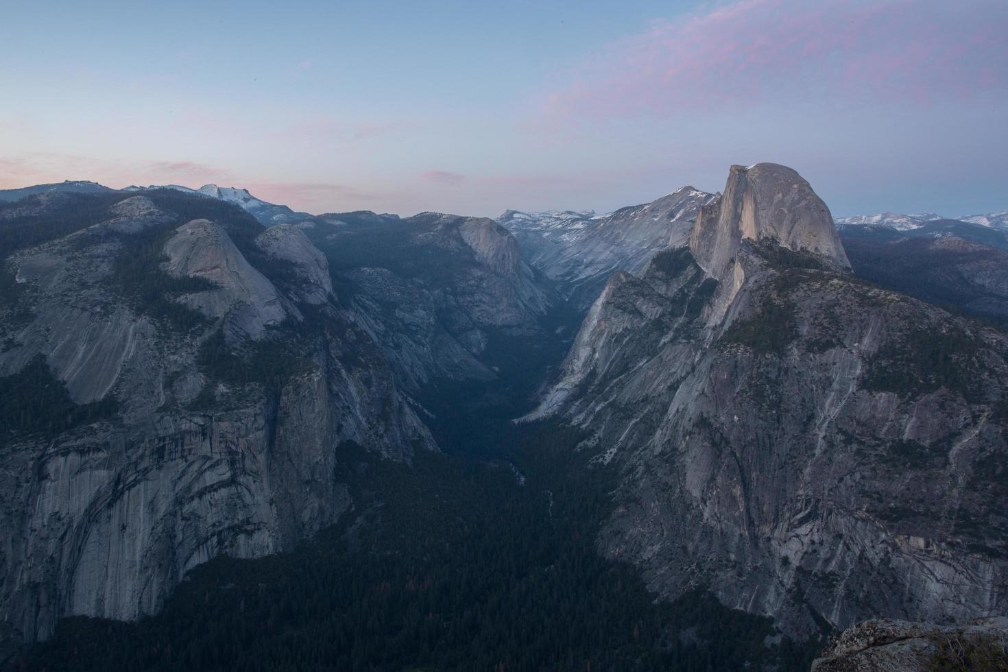 Bird's eye view of mountains at dusk photo