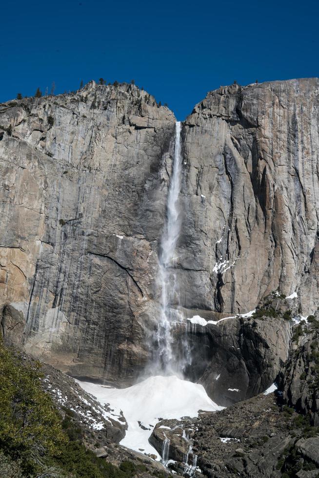 Mountain snowfalls during the day photo