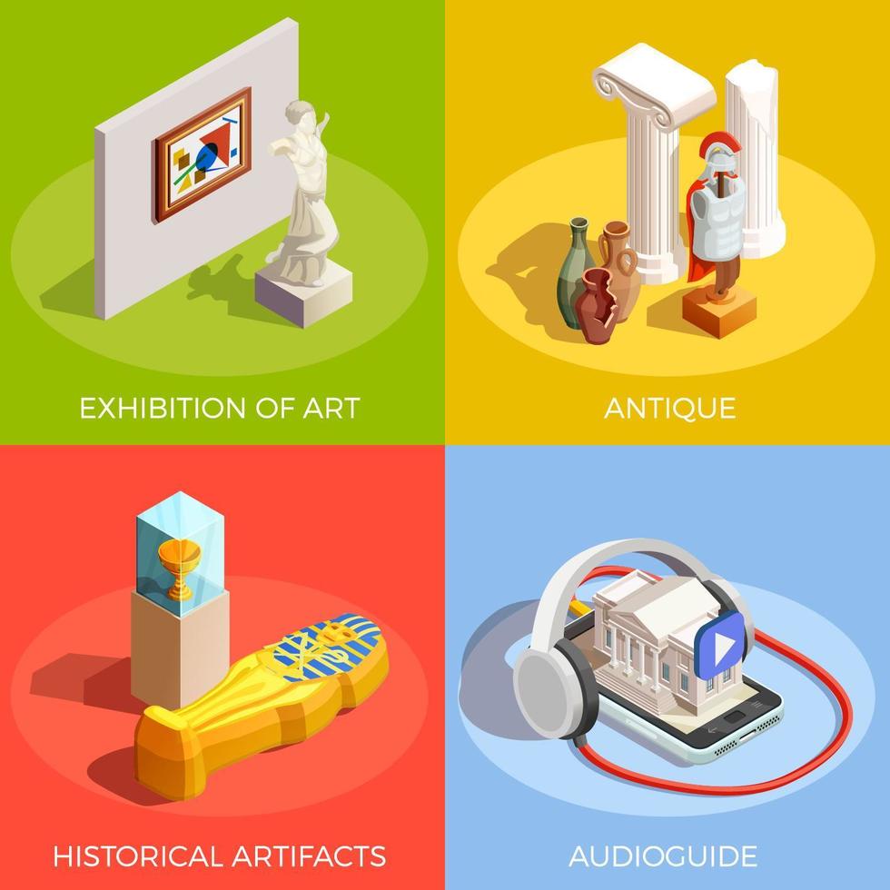 Museum and Art Gallery Isometric Set vector