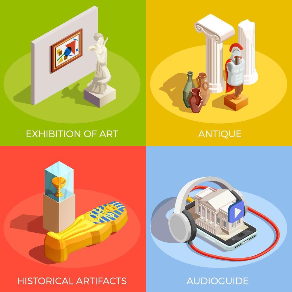 Museo y galería de arte isométrico. vector