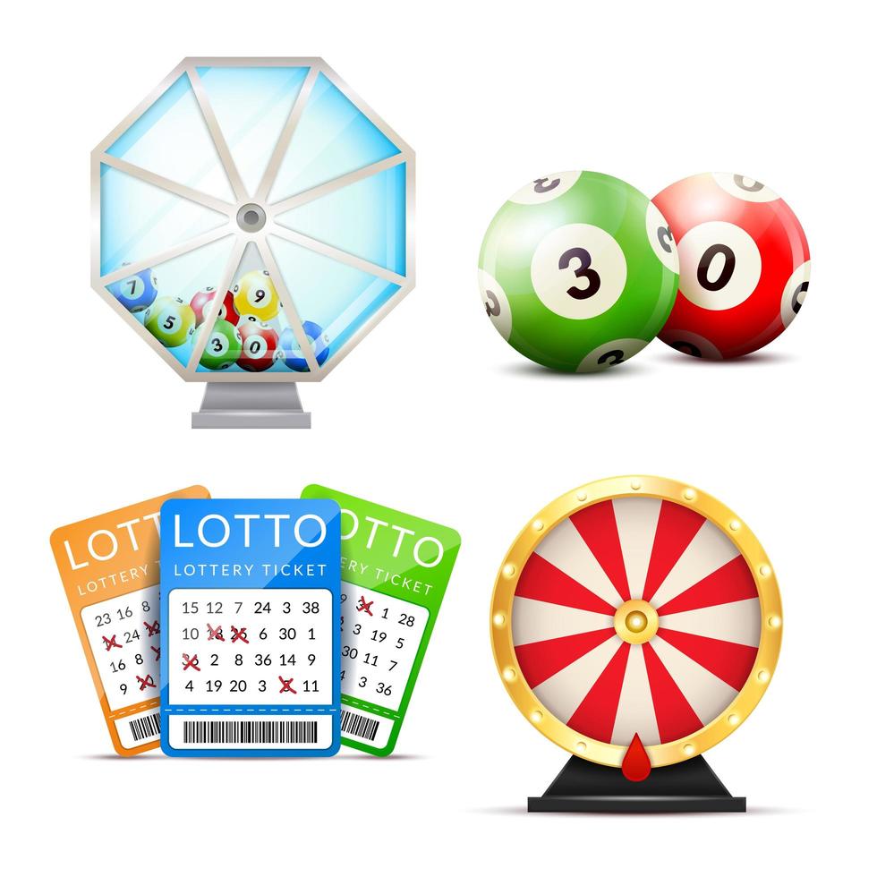 Realistic Lottery Accessory Set vector