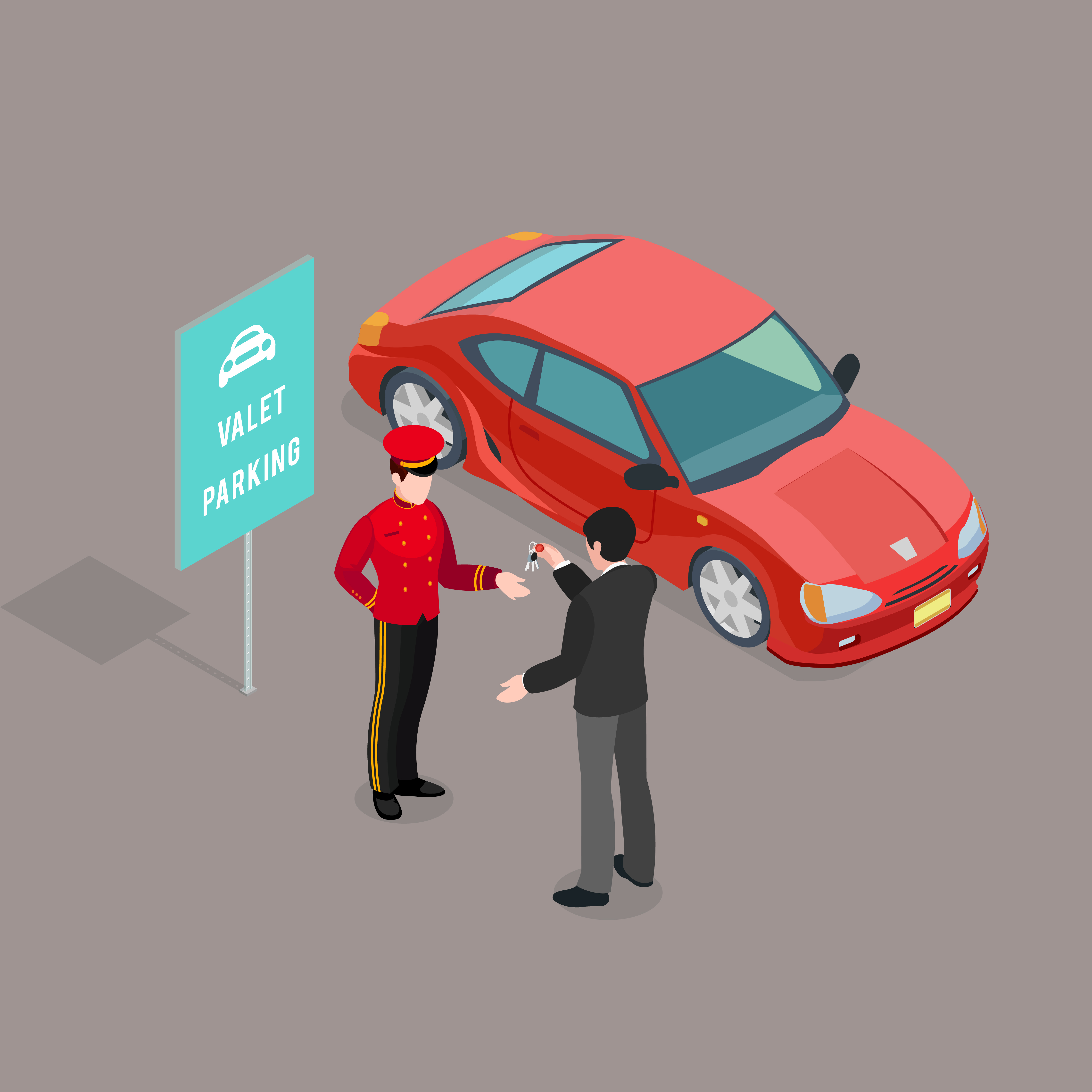 Valet Parking Service Composition 1486136 Vector Art at Vecteezy