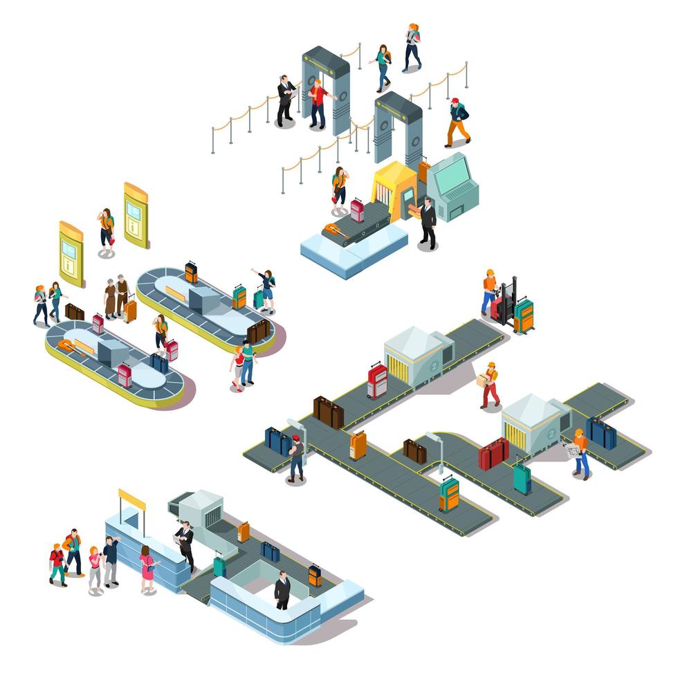 Airport Isometric Composition Set vector