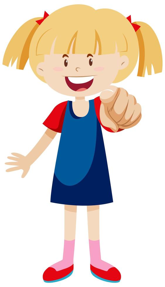 A girl pointing index finger in positive mood in standing position isolated vector