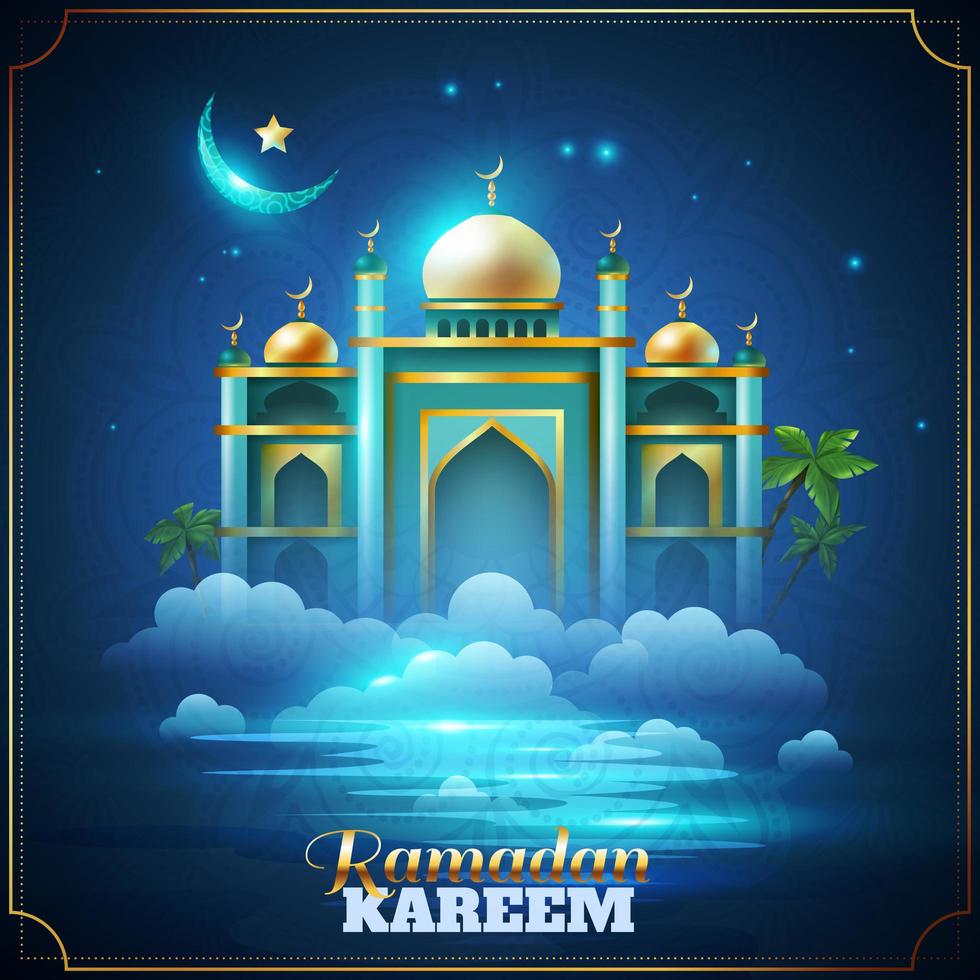 cartel realista de celebración de ramadan kareem vector