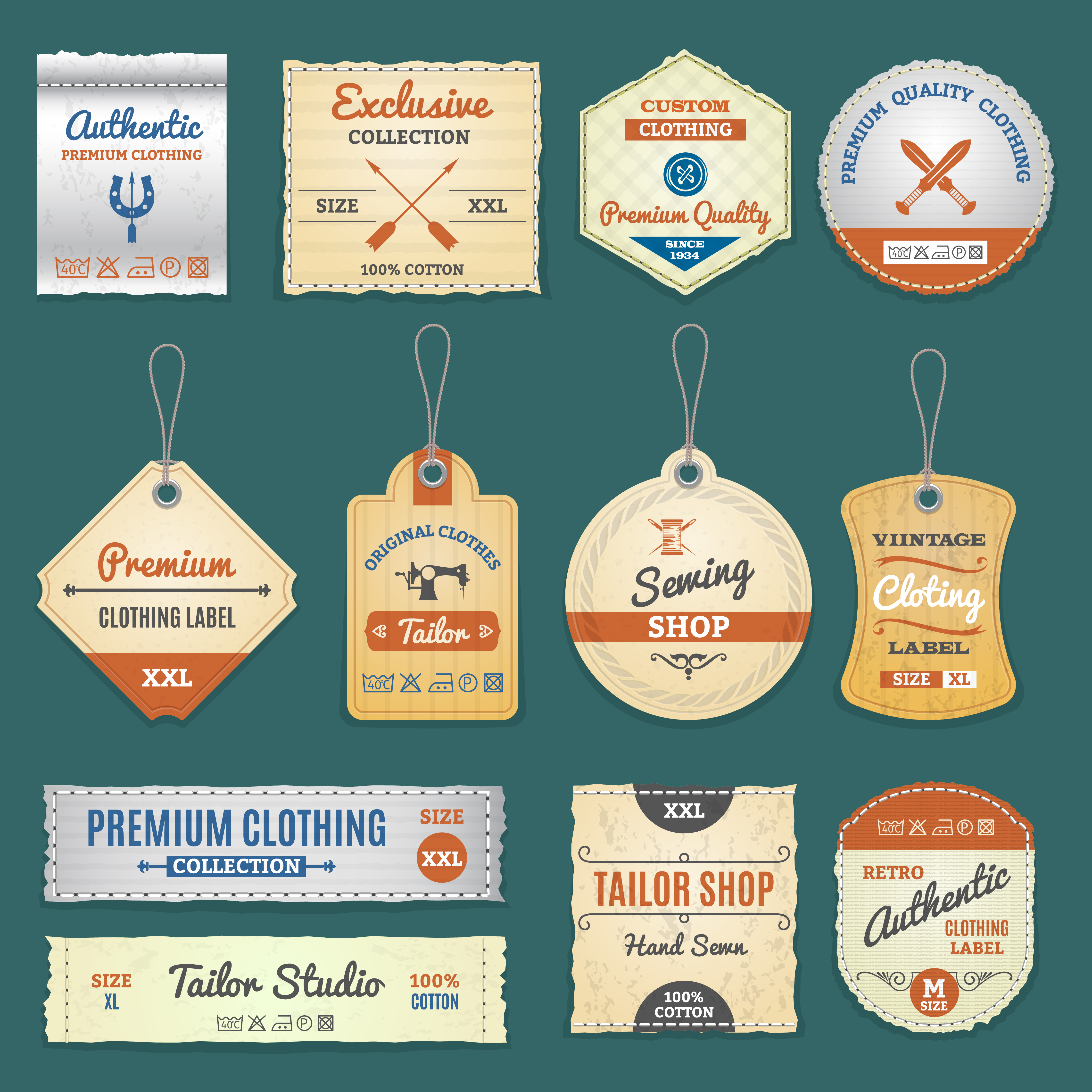 Vintage clothing label set 1486298 Vector Art at Vecteezy