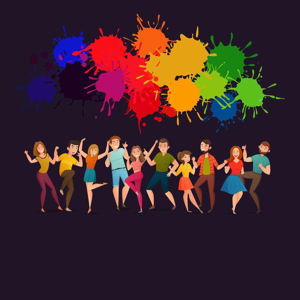 Festive Colorful Poster with People Dancing vector