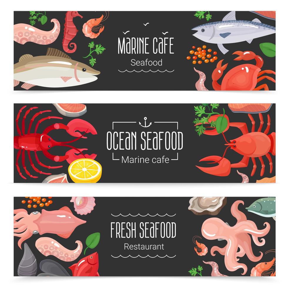 Fresh Seafood Banner Set vector