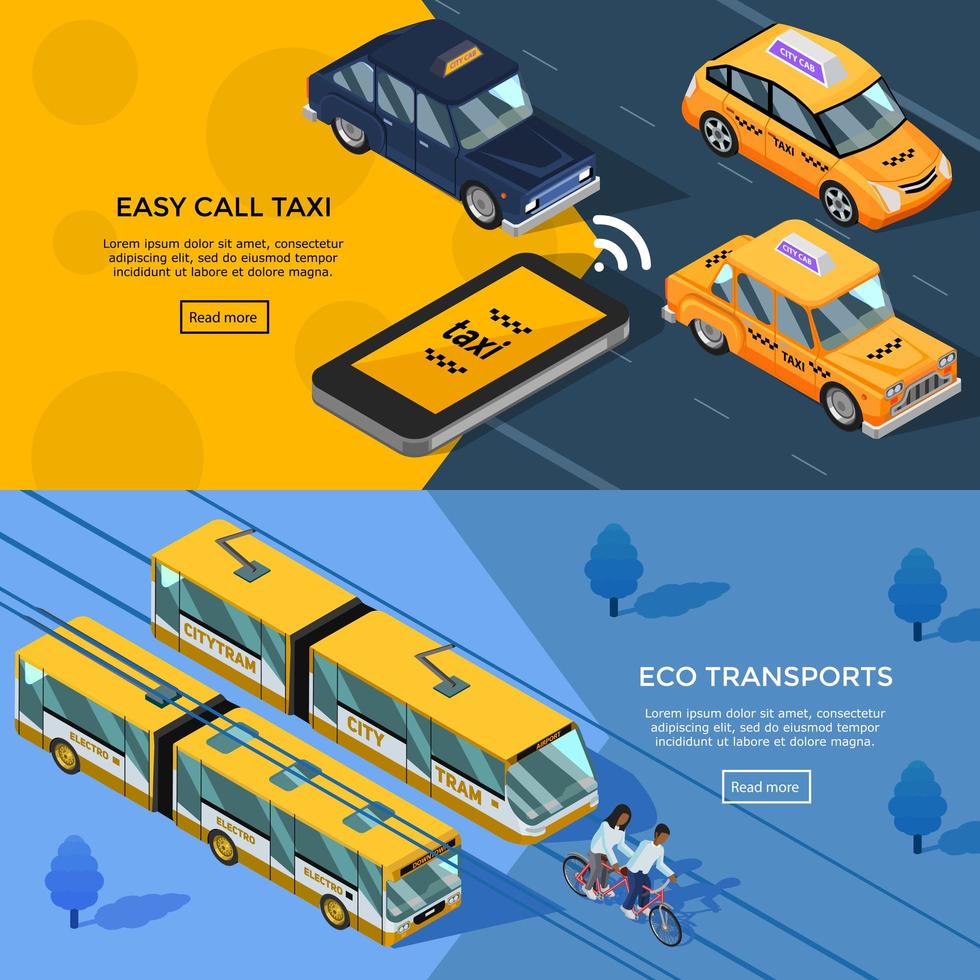 Isometric Transport Horizontal Template Banner Set vector