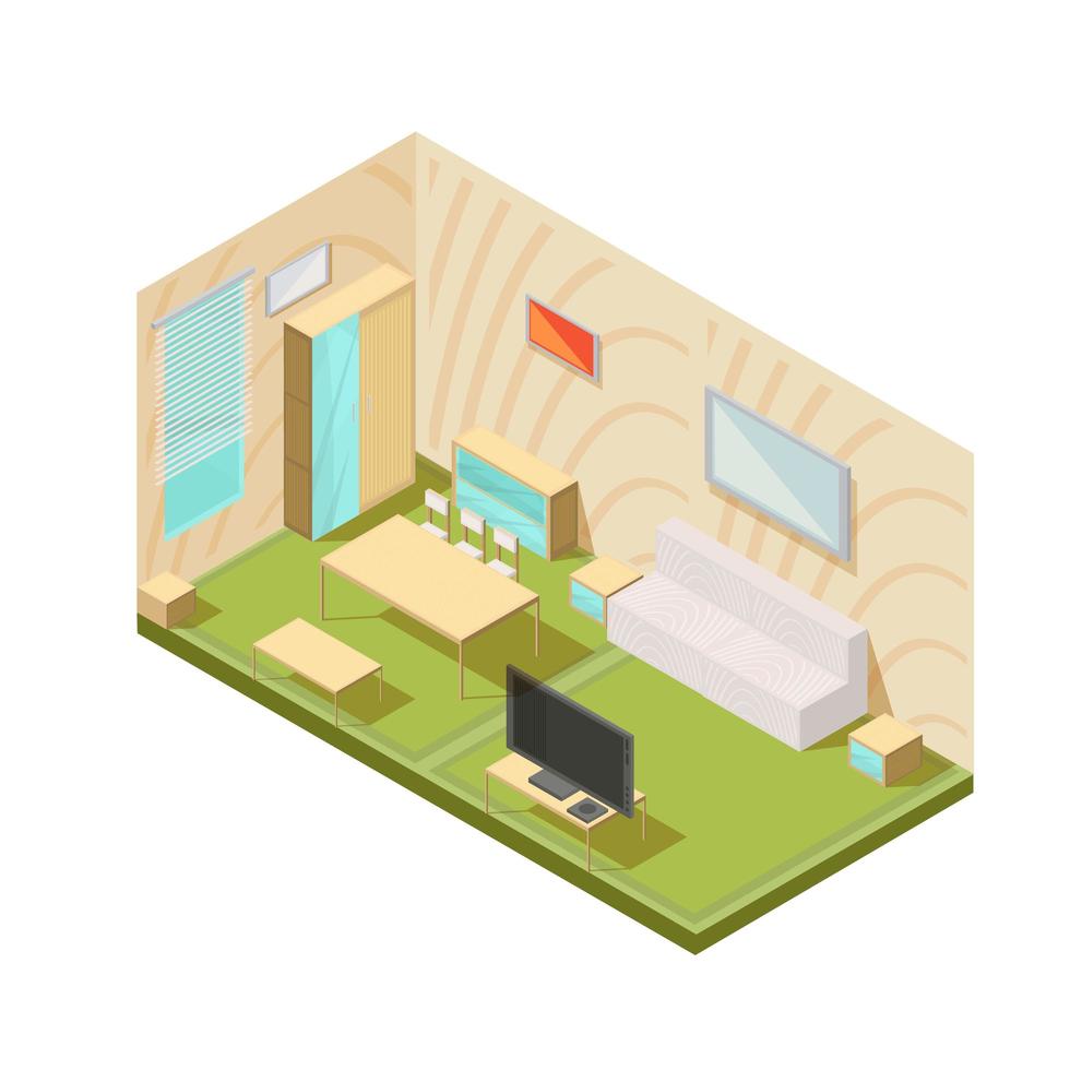 Living Room Interior Isometric Composition vector