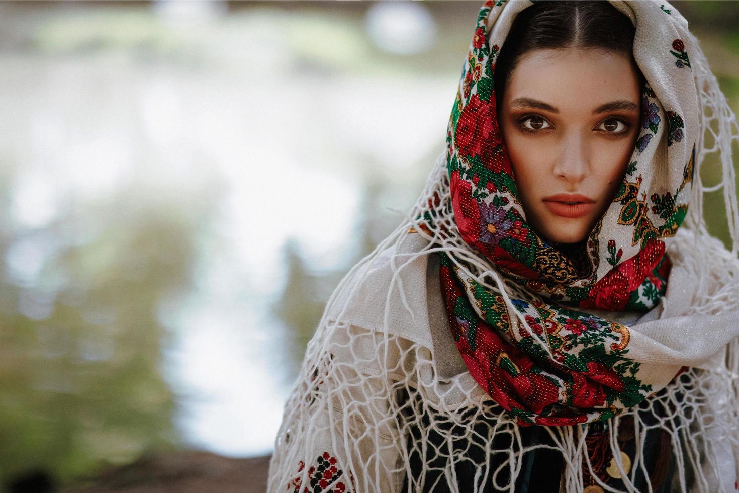 Portrait of a young girl in a traditional ethnic dress photo