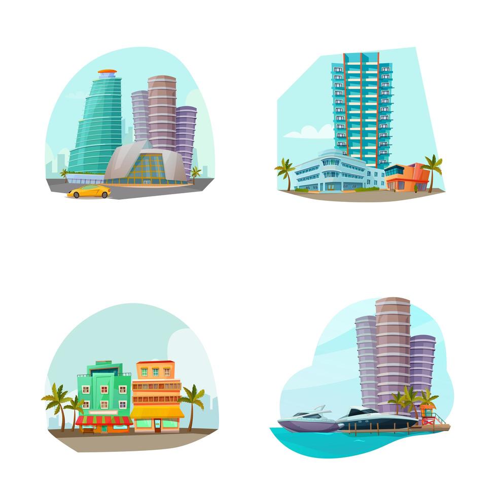 conjunto de paisaje urbano de miami vector