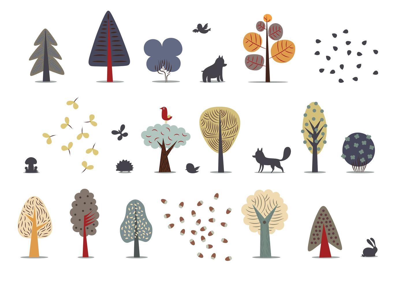 Forest trees set vector
