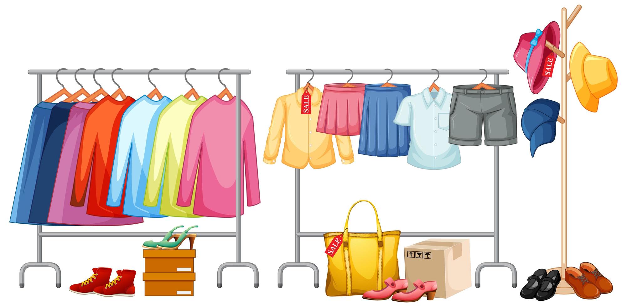 Isolated clothes on the rack display vector