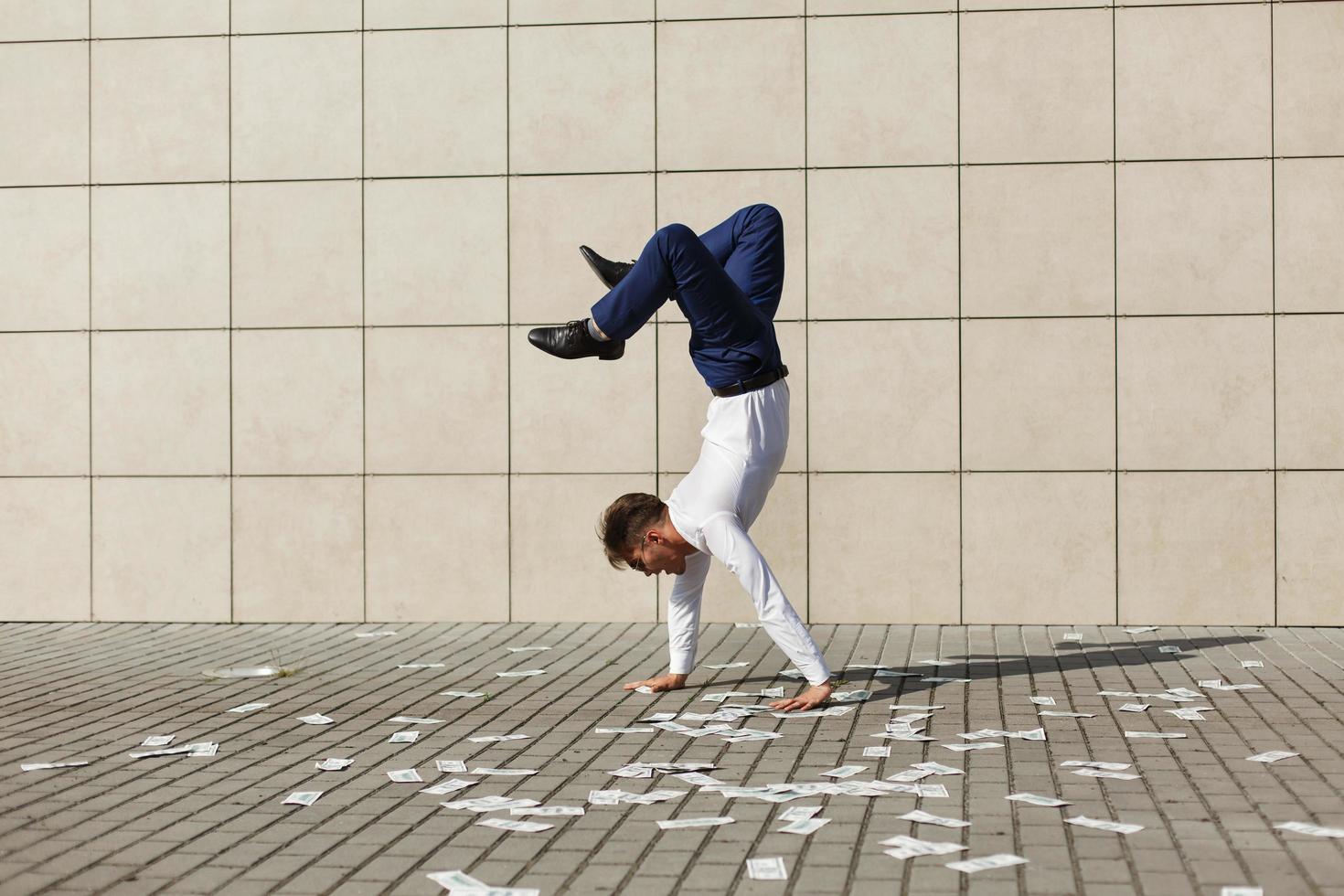 Doing a hand stand photo