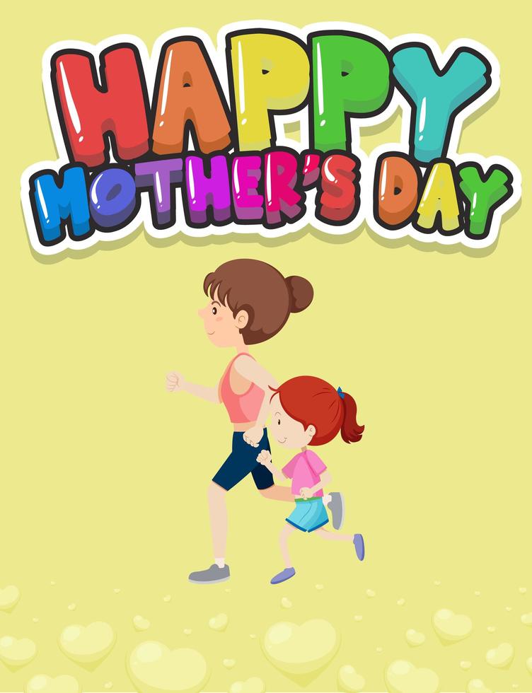 Happy mother day poster design with mom and kid vector