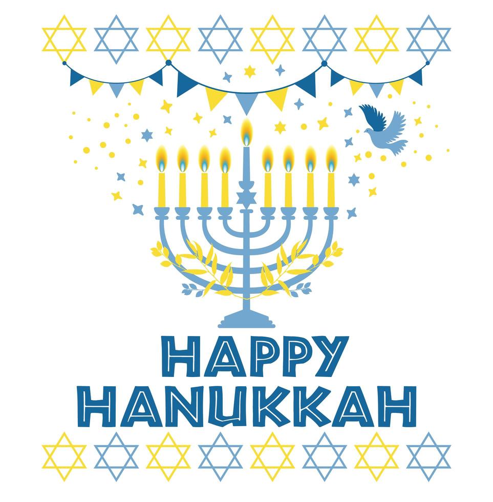 Jewish holiday Hanukkah greeting card vector