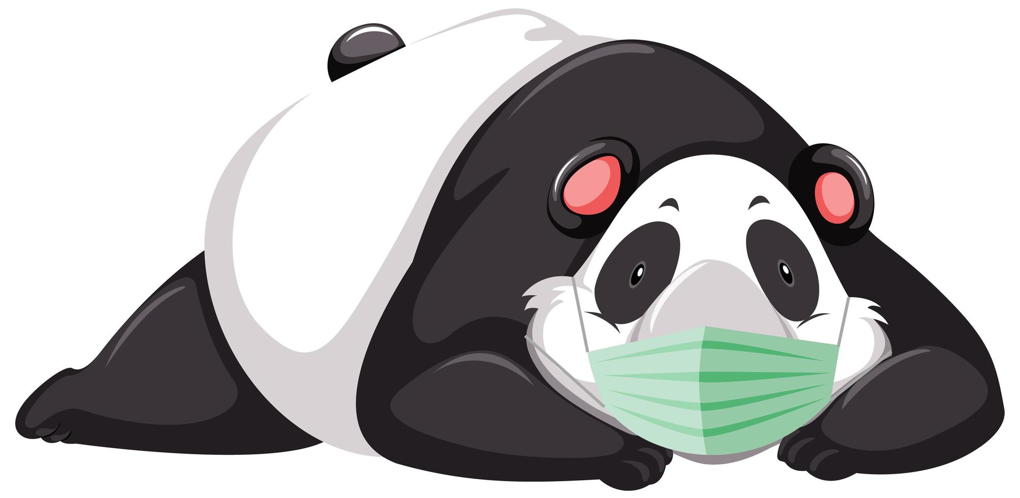 Panda cartoon character wearing mask vector