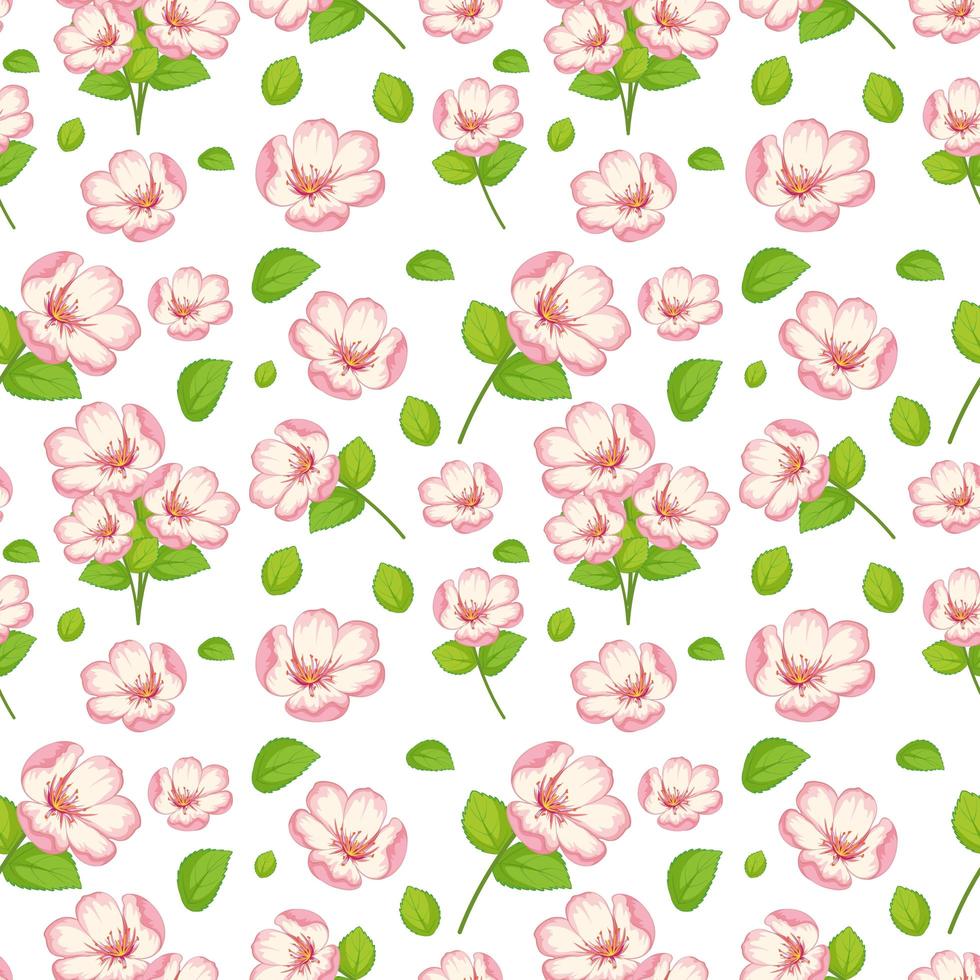 Set of cute pink flowers and leaf vector