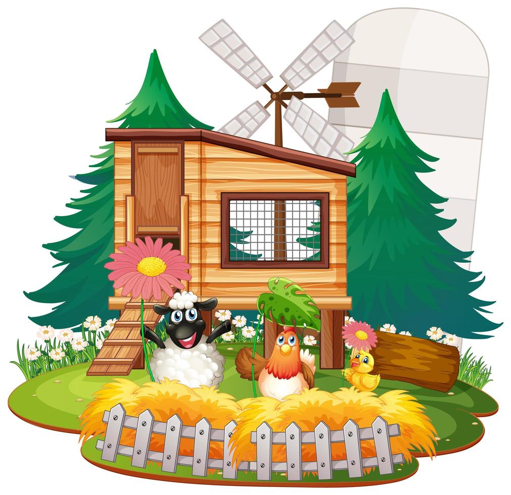 Farm theme background with farm animals vector