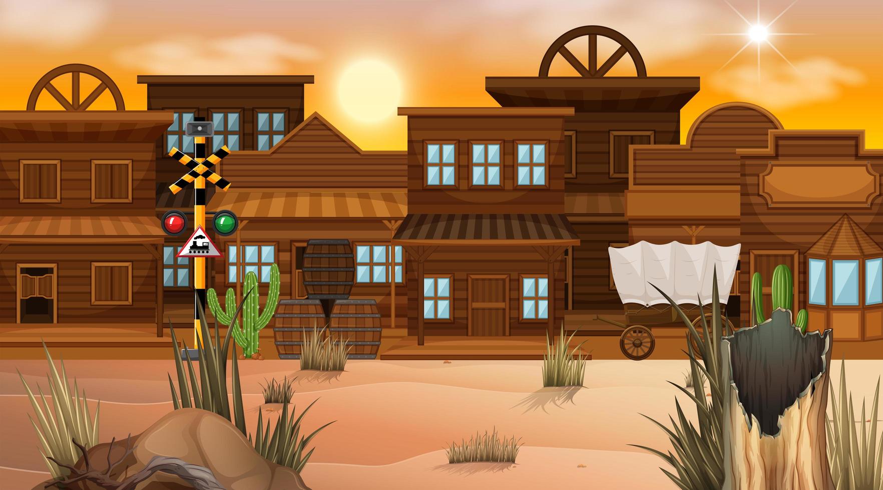 Western desert themed scene in nature vector