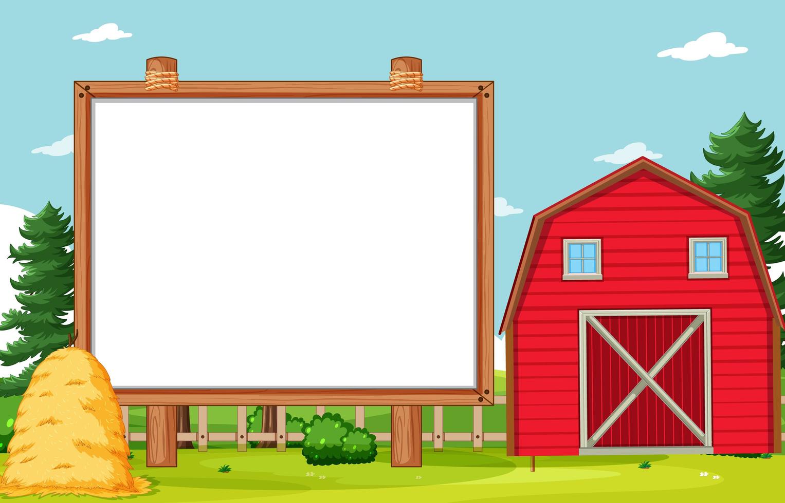 Empty banner board in nuture farm scenery vector