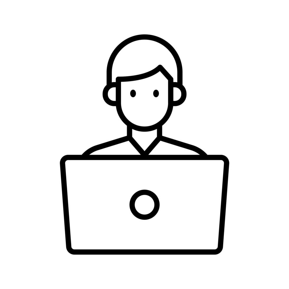 Student using laptop icon vector