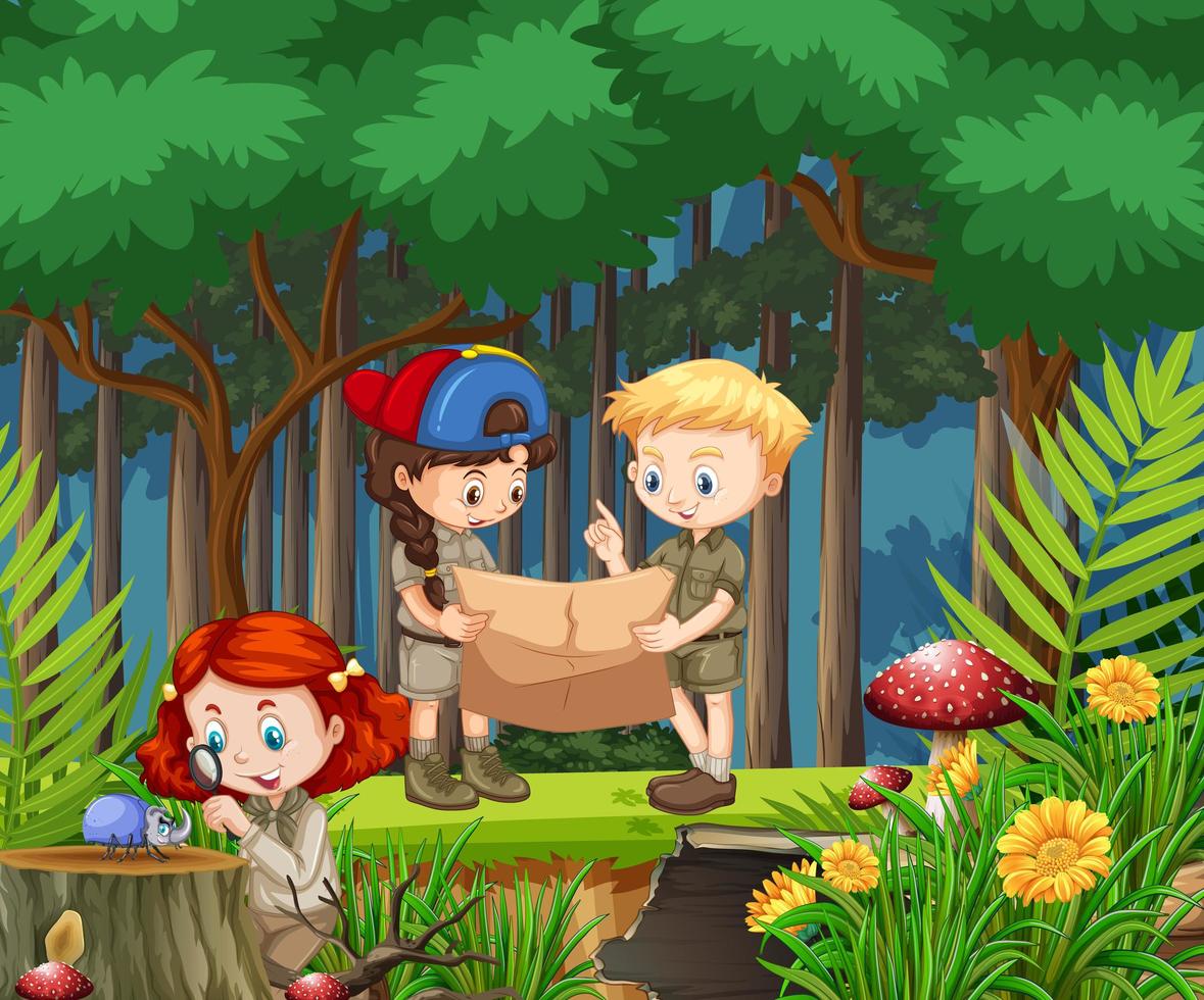 Scene with many children in the park vector