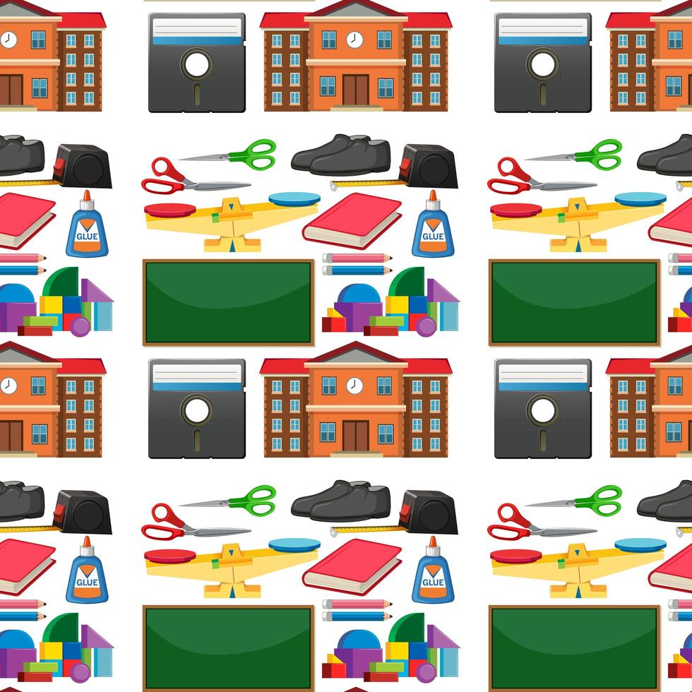 Set of stationary tools and school seamless vector