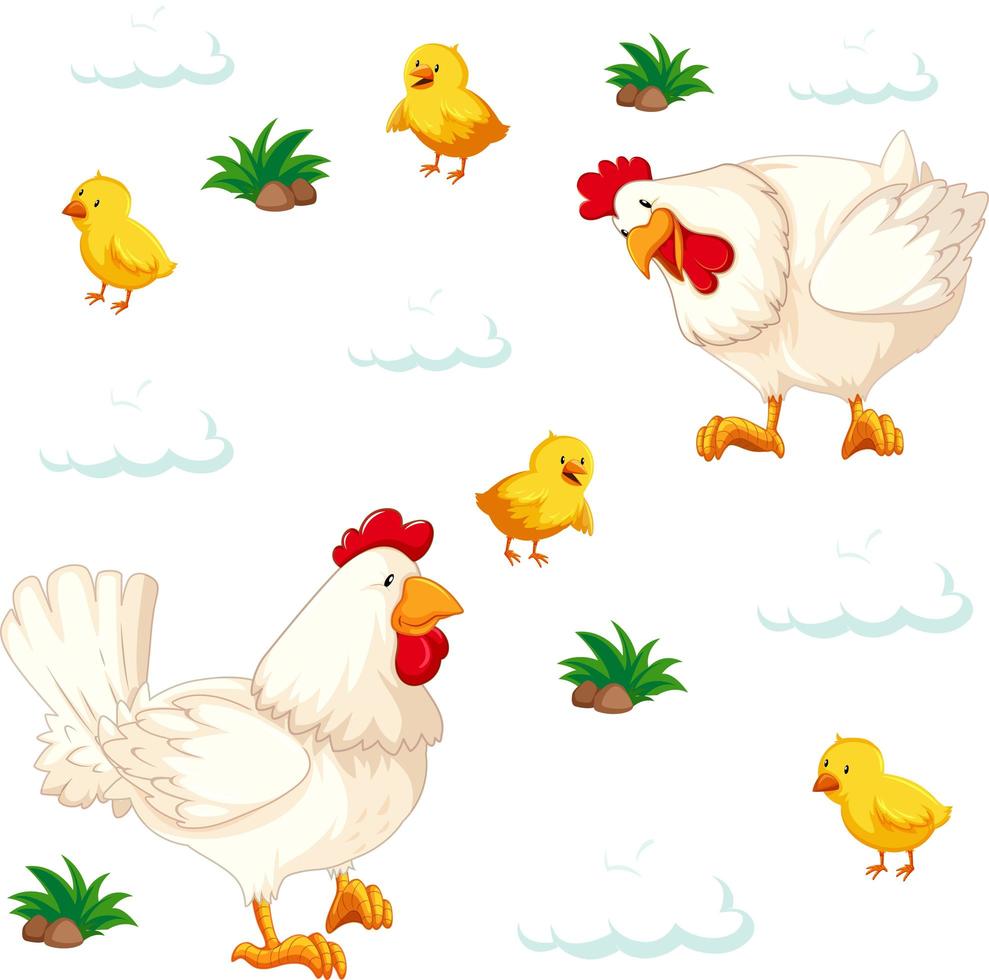 Conjunto de linda granja de animales y naturaleza. vector