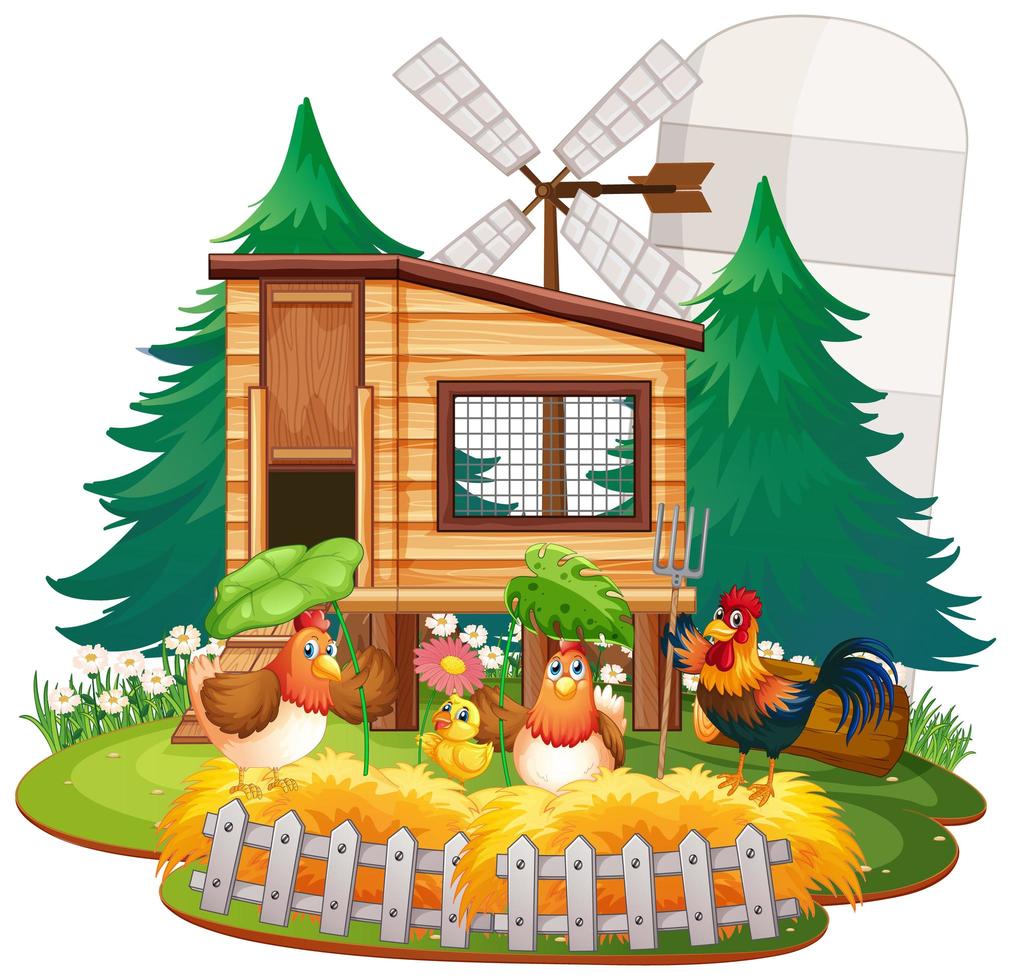 Farm theme background with farm animals vector