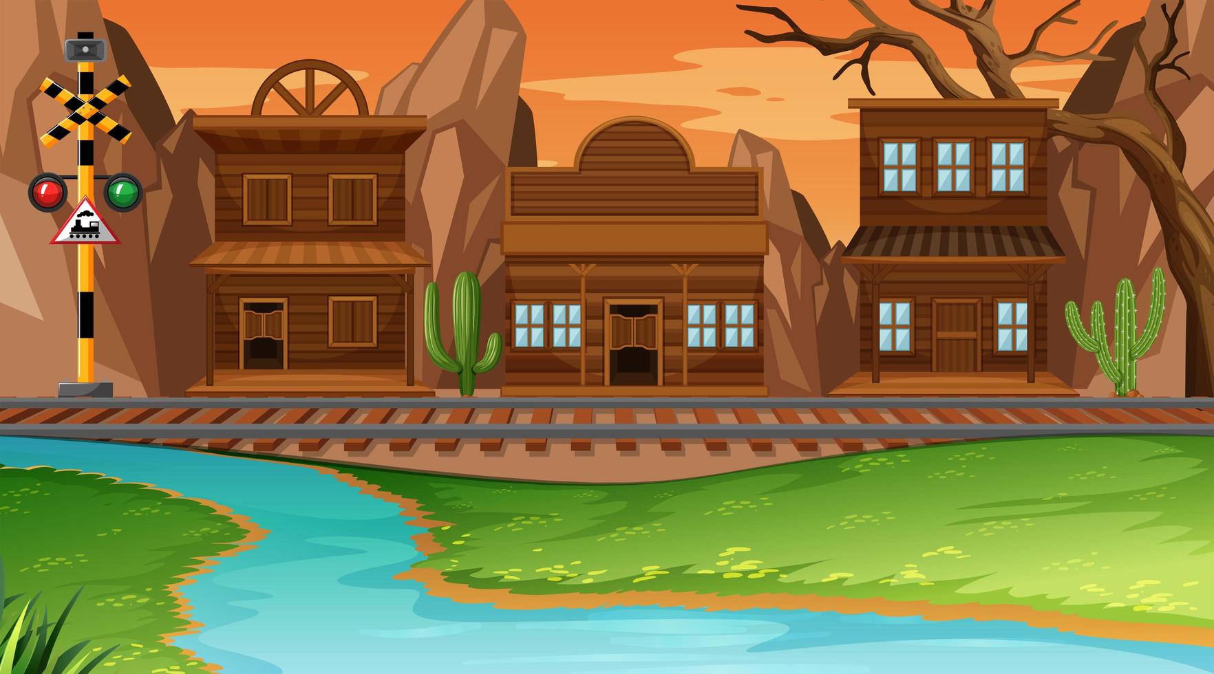 Western desert themed scene in nature vector