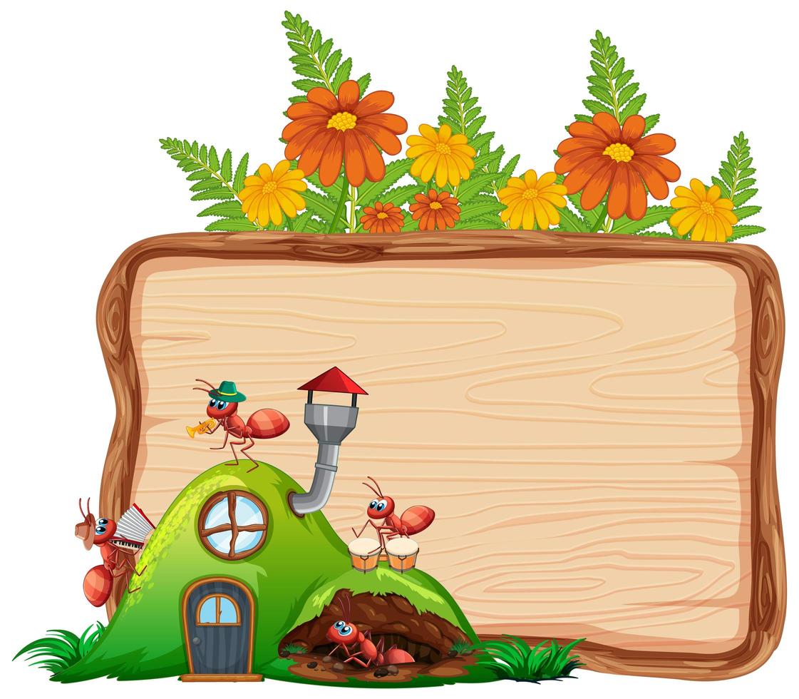 Border template design with insects in the garden background vector